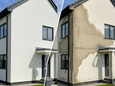 nasse Hauswand durch verstopfte Rohrleitungen